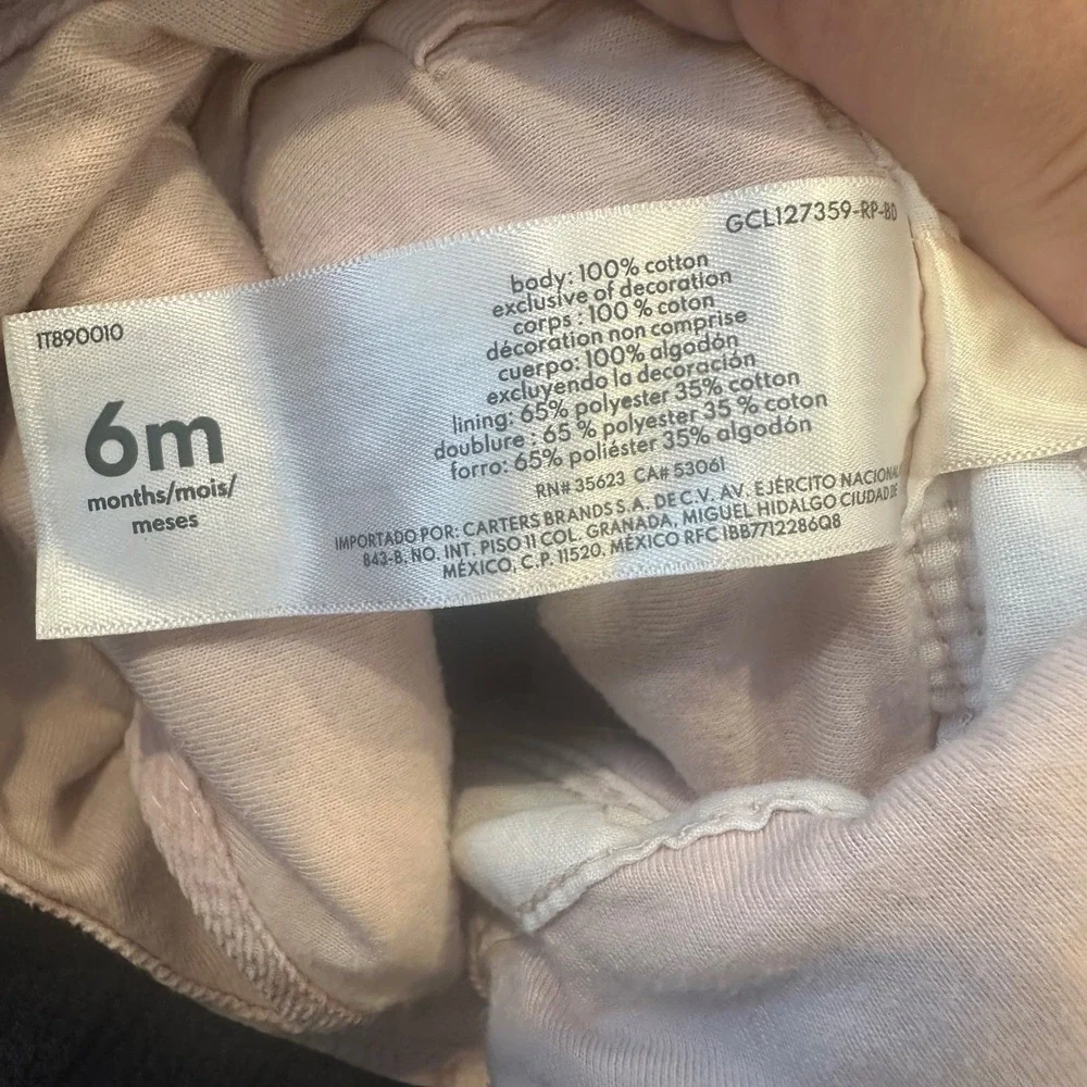 OshKosh B'gosh Pink Corduroy Bow Print Overalls 6m Baby Girl Vestbak